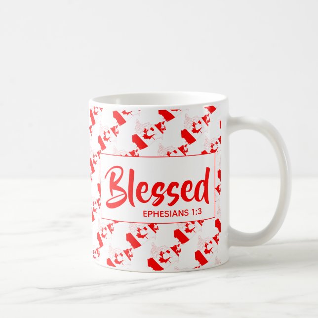 Taza De Café CANADÁ Bendice Escritura Cristiana Efesiana (Derecha)