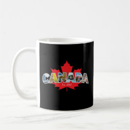 Taza De Café "Canadá Este. 1867" Con Gráfico De Hojas De Maple
