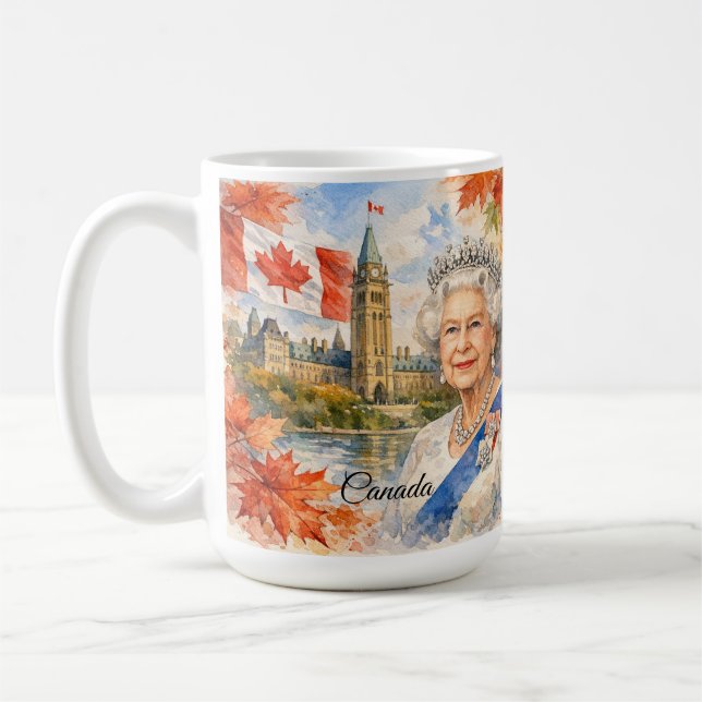 Taza De Café Canadá. Reina Isabel II. Histórico. (Izquierda)
