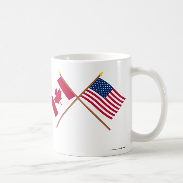 Taza De Café Canadá y banderas cruzadas Estados Unidos (Derecha)