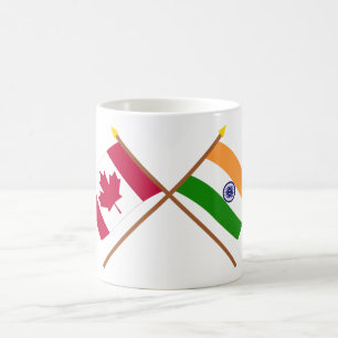 Taza De Café Canadá y banderas cruzadas la India