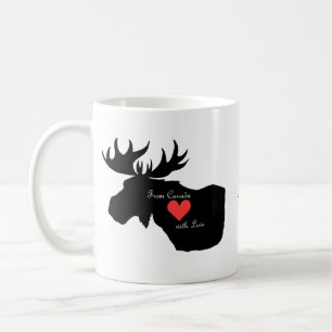 Taza De Café Canadian Moose de Canadá con el nombre Love Custo