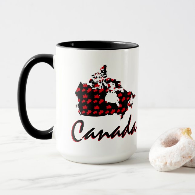 Taza de café canadiense de Canadá del arce rojo de (Con donut)