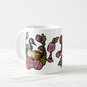 Taza De Café Canadiense Goose Canada Geese Pink Floral Art