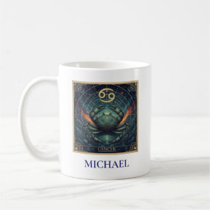 Taza De Café Cáncer Azul Zodíaco Celeste