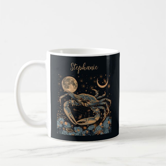 Taza De Café Cáncer Cangrejo Zodiaco Horóscopo Rótulo Café Mug (Izquierda)