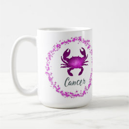 Taza De Café Cancer Crab Zodiac Sign Astrology pink purple