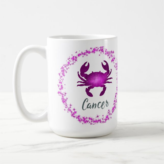 Taza De Café Cancer Crab Zodiac Sign Astrology pink purple  (Izquierda)