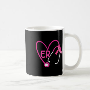 Taza De Café Cáncer De Mama De Cinta Rosa De Stethoscope Corazó