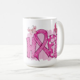 Taza De Café Cáncer de mama de la mariposa de la cinta rosada 