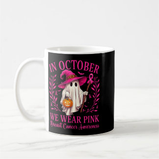 Taza De Café Cáncer de Mama Halloween Fantasma Bruja