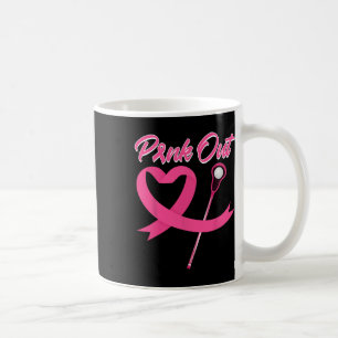 Taza De Café Cáncer De Mama Rosado Corazón De Cinta Rosa Con La