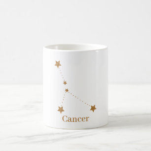 Taza De Café Cáncer de oro de Rótulo Zodiaco moderno   Agua de 