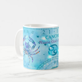 Taza De Café Cáncer de vena Rótulo Zodiaco Azul personalizado