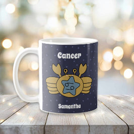 Taza De Café Cáncer ilustrado lindo Zodiac personalizado