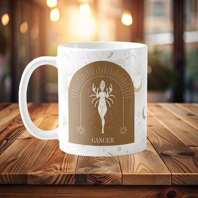 Taza De Café Cáncer místico Zodiac Stars Horoscope (Mystic Cancer Zodiac Stars Horoscope Coffee Mug)