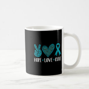 Taza De Café Cáncer ovárico Esperanza Amor Cure Cinta Verde azu