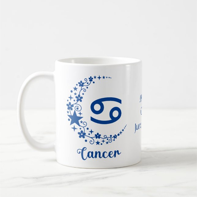 Taza De Café Cáncer Rótulo Zodiaco Astrología Cumpleaños Blanco (Izquierda)