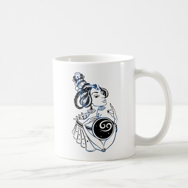 Taza De Café Cáncer Zodiac Art Deco Lady (Derecha)