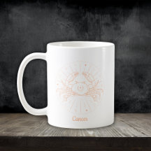 Cáncer Zodiac Línea Arte Blanco Melocotón
