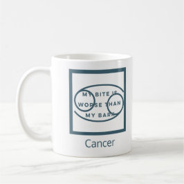 Taza De Café Cáncer Zodiac Rótulo Cumpleaños Fun Cita Azul Text