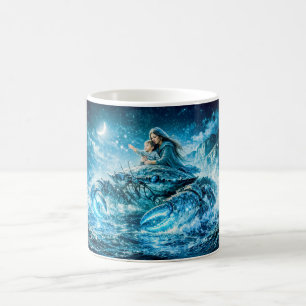 Taza De Café Cáncer Zodiaco con Madre e Hijo Alcanzando la t