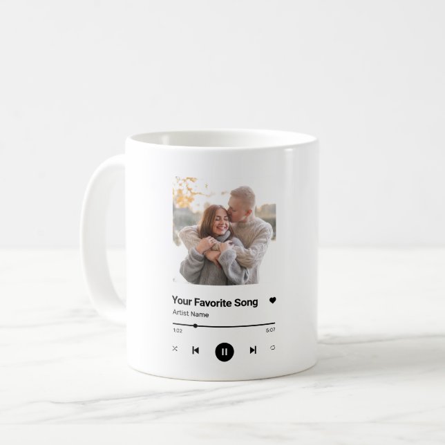 Taza De Café Canción personalizado canción favorita una foto  (Anverso izquierdo)