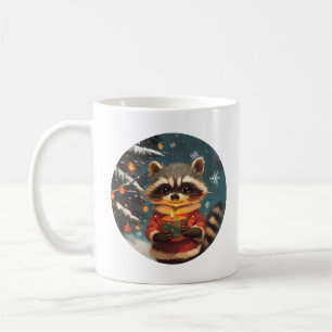 Taza De Café Canciones navideñas de mapache en la nieve