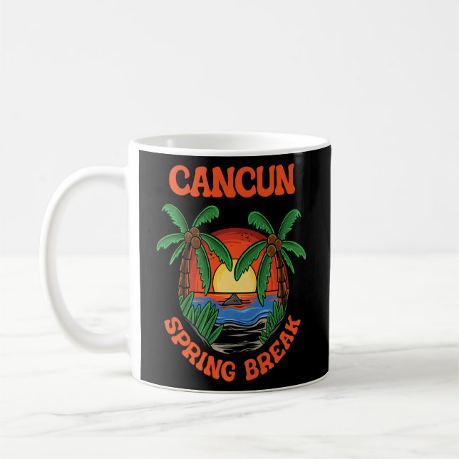Taza De Café Cancun Spring Break School Vacation Beach Trip Col (Izquierda)