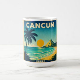 Taza De Café Cancun Vintage Travel Poster Mug