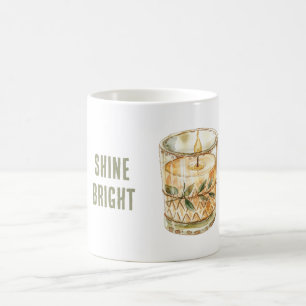 Taza De Café Candelabro Brillante Verde Hojas Boho
