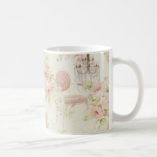 Taza De Café Candelabro floral rosa vintage de Budoir francés