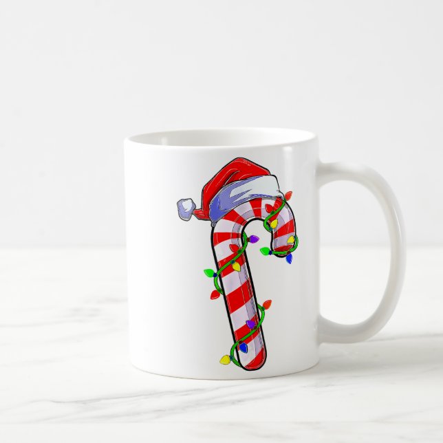 Taza De Café Candy Cane Crew Santa Lover Family Christmas Light (Derecha)