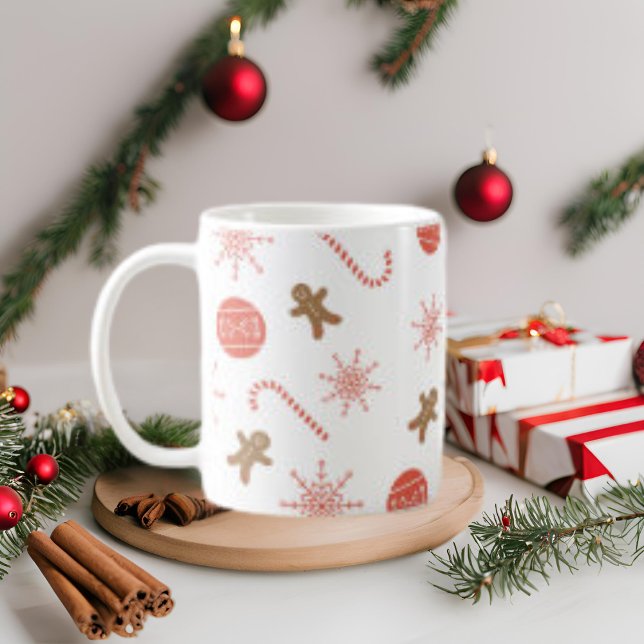 Taza De Café Candy Cane Gingerbread Man Snflake Mug (Subido por el creador)