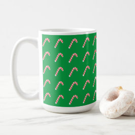 Taza De Café Candy Cane Green Cute Navidades simples vacaciones