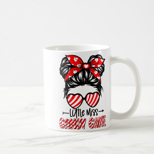 Taza De Café Candy Cane Messy Bun Girl Christmas Xmas Holiday G (Derecha)