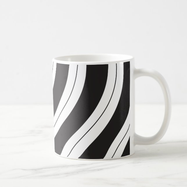 Taza De Café Candy Cane Stripes Black and White (Derecha)