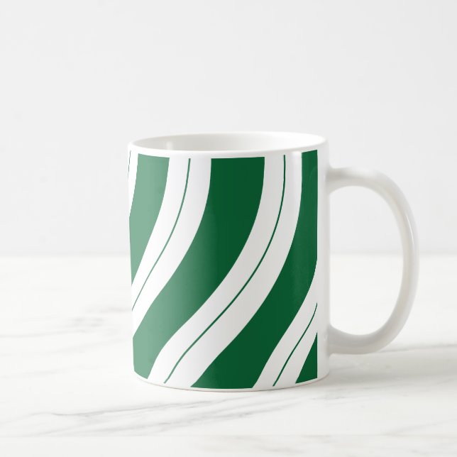 Taza De Café Candy Cane Stripes Festive Green Christmas (Derecha)