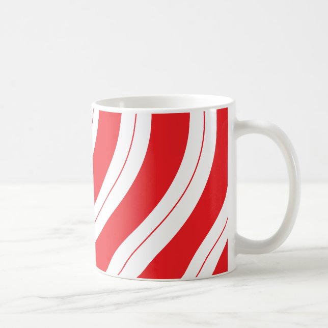 Taza De Café Candy Cane Stripes Festive Red Christmas (Derecha)