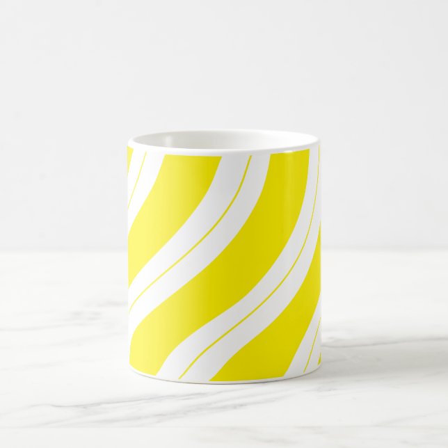 Taza De Café Candy Cane Stripes Yellow Christmas (Centro)