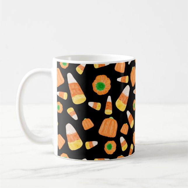 Taza De Café Candy Corns y calabazas Café Mug (Izquierda)