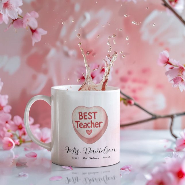 Taza De Café Candy Heart Valentine | Monograma del mejor profes (Subido por el creador)