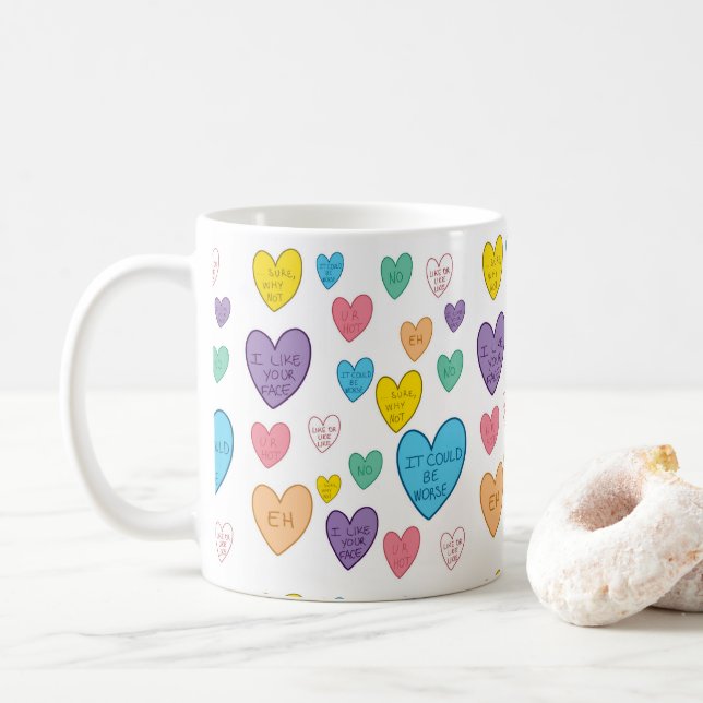 Taza De Café Candy Hearts (Con donut)