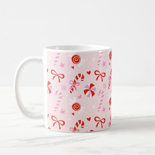 Taza De Café Candy Hearts Pink Holiday Mug (Izquierda)