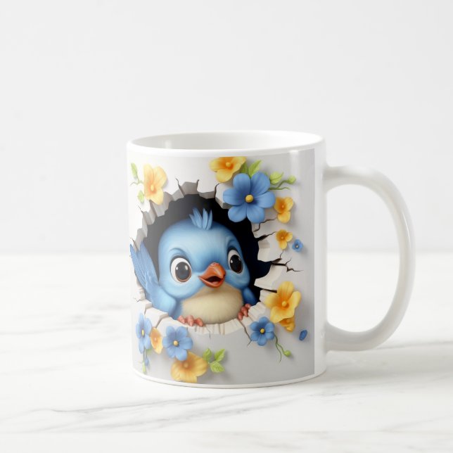 Taza De Café Caneca 3D Pássaro  (Derecha)
