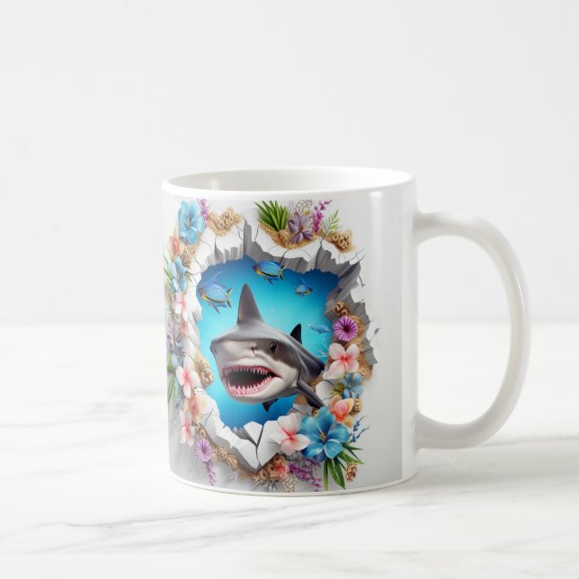 Taza De Café Caneca 3D Tubarão (Derecha)