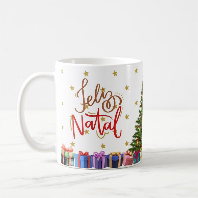 Taza De Café Caneca branca brilhante-Natal (Izquierda)
