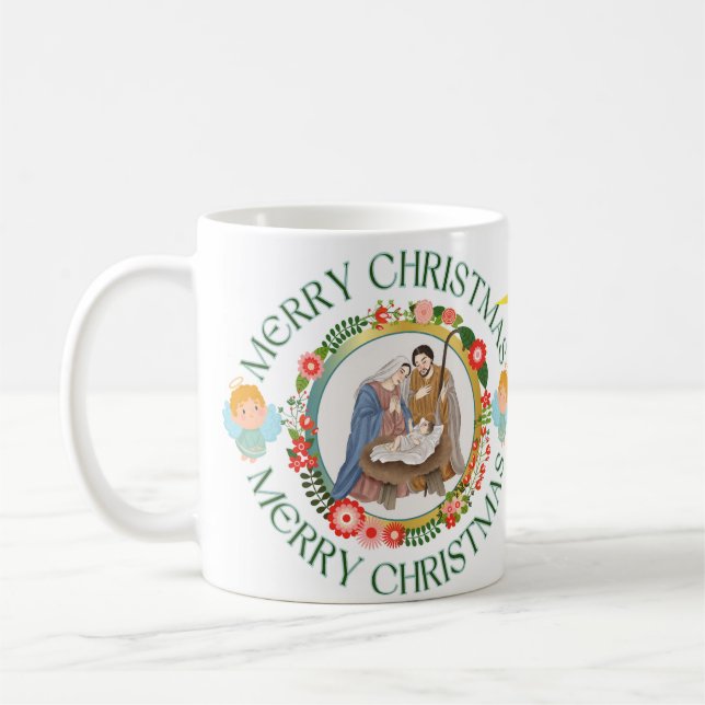 Taza De Café Caneca branca brilhante-Natal (Izquierda)