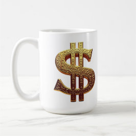 TAZA DE CAFÉ CANECA BRANCA CLÁSSICA -  CIFRÃO/TOM OURO