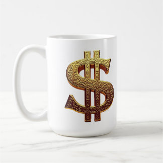 TAZA DE CAFÉ CANECA BRANCA CLÁSSICA - CIFRÃO/TOM OURO